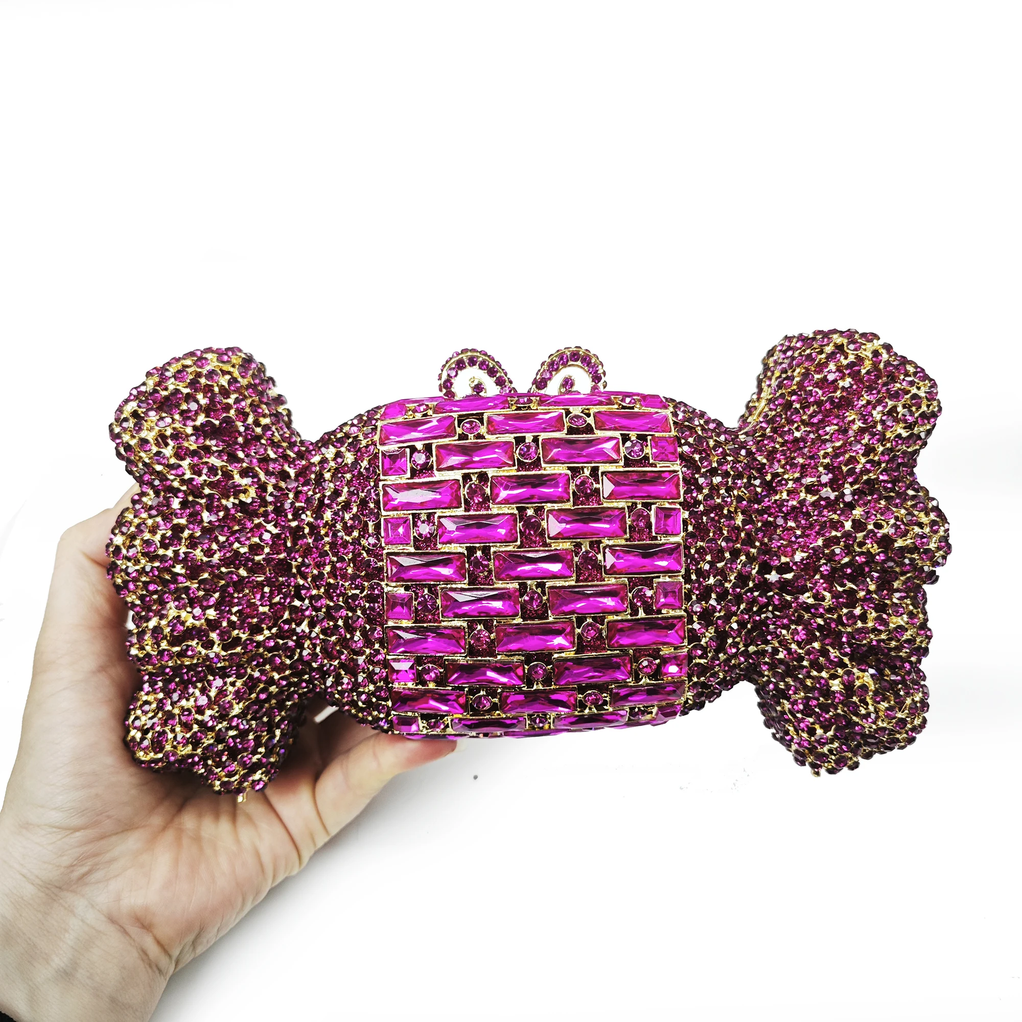 

Women Evening Bags Luxury Diamond Candy Shaped Clutches WHTUOHENG Rhinestone Party Prom Purses Formal Metallic Gems Clutches