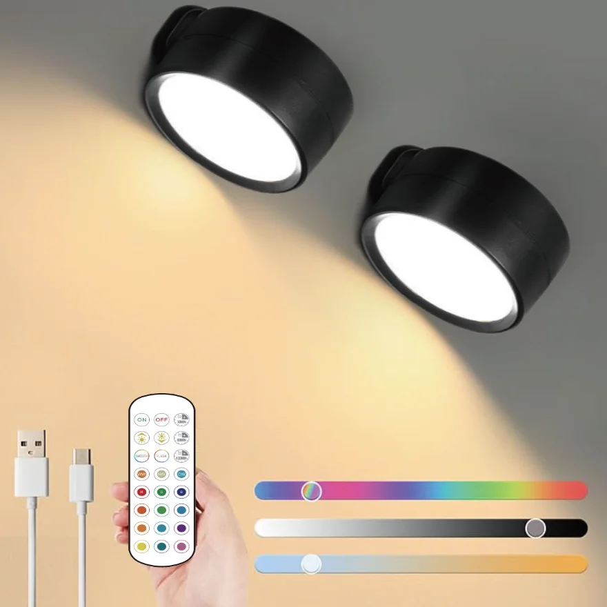 

Wireless Charging RGB Ice Hockey Light 12 Color Remote Control Dimmable Mini Light Emitting Diode Spotlight Cabinet