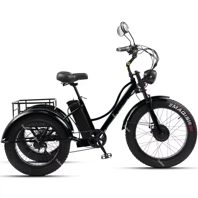 Adult Electric Bike Fat Tire Mountain For Man 48V 750W Powerful Electric Tricycle Adults Cargo Offroad For Long Distance 65km