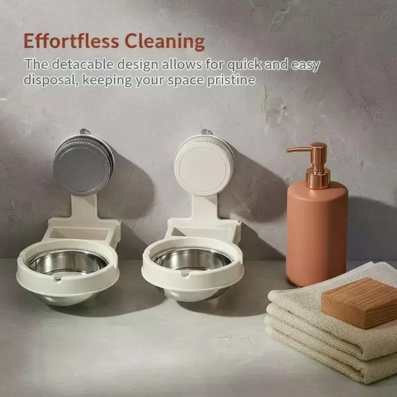 Suction Cup Wall Mounted Ashtray Household Toilet Bathroom Punch-free Anti-fly Ash Storage Split Creative Ashtray Rack