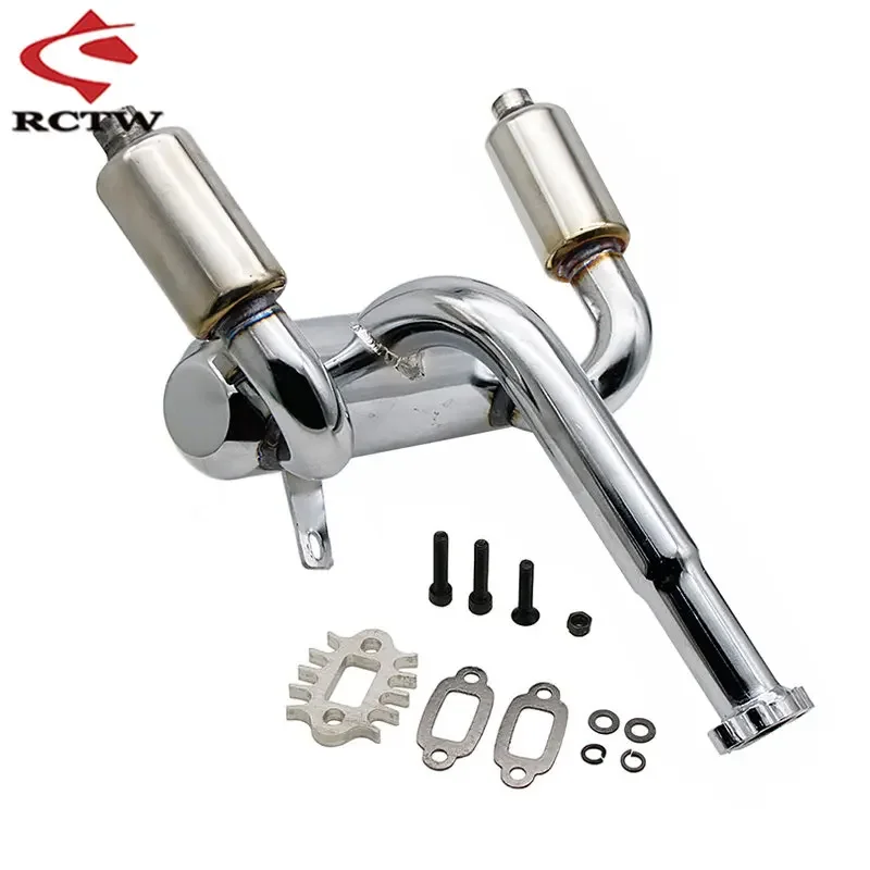 23CC ~ 45CC Engines 2 Hole Exhaust Pipe Silencer Pipe for 1/5 Rc Car Hpi Rofun Baha Km Rovan Baja 5b Truck Upgrade Parts