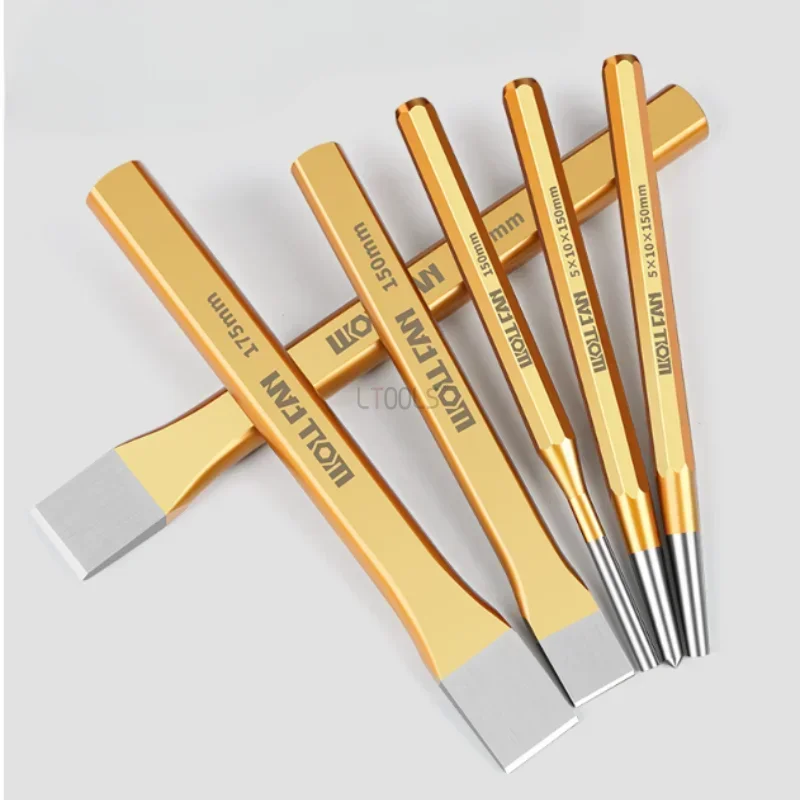 3/6/12 Pcs Set Alloy Steel Woodworking Chisel Industrial Grade Flat Chisel Tail Resistant To Impact High Hardness Chiseling Tool