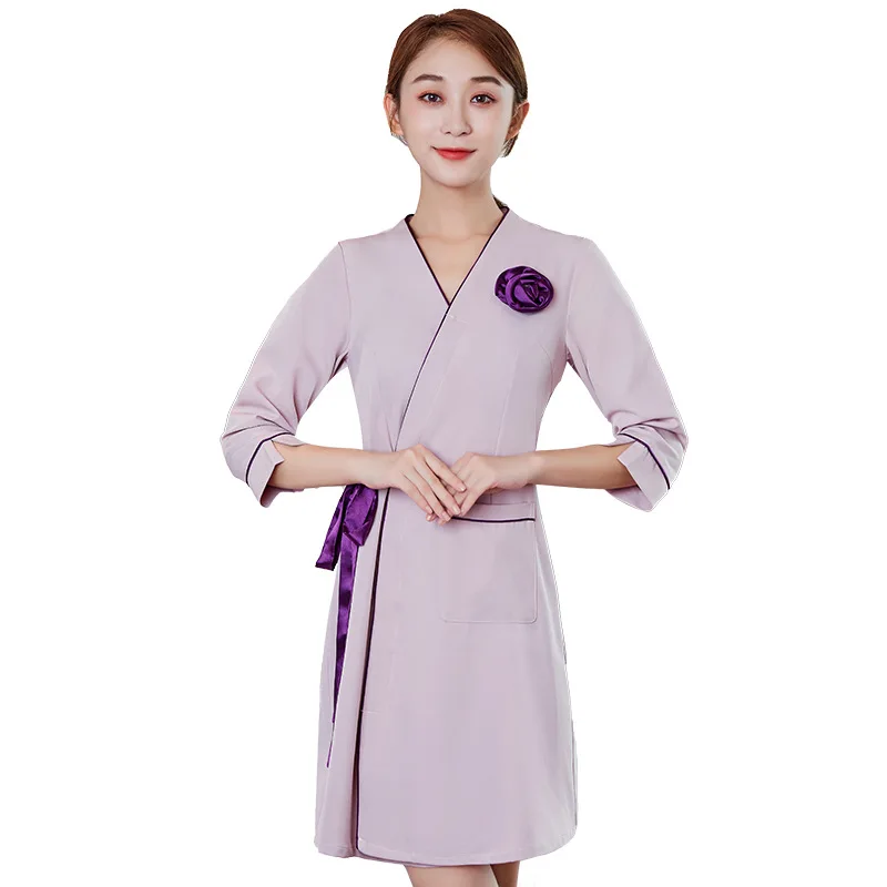 Woman Work Clothes Suit Hotel Waiter Beauty Salon Spa Massage Nail Cafe Sexy Foot Bath Sauna Technician Overall Skirt Uniform