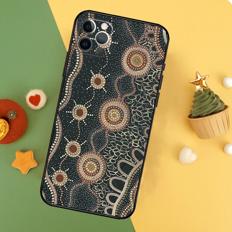 Aboriginal Art Print Funda For iPhone 11 12 13 14 16 15 Pro Max Mini XS Max X XR SE2 7 8 14 16 15 Plus Phone Case