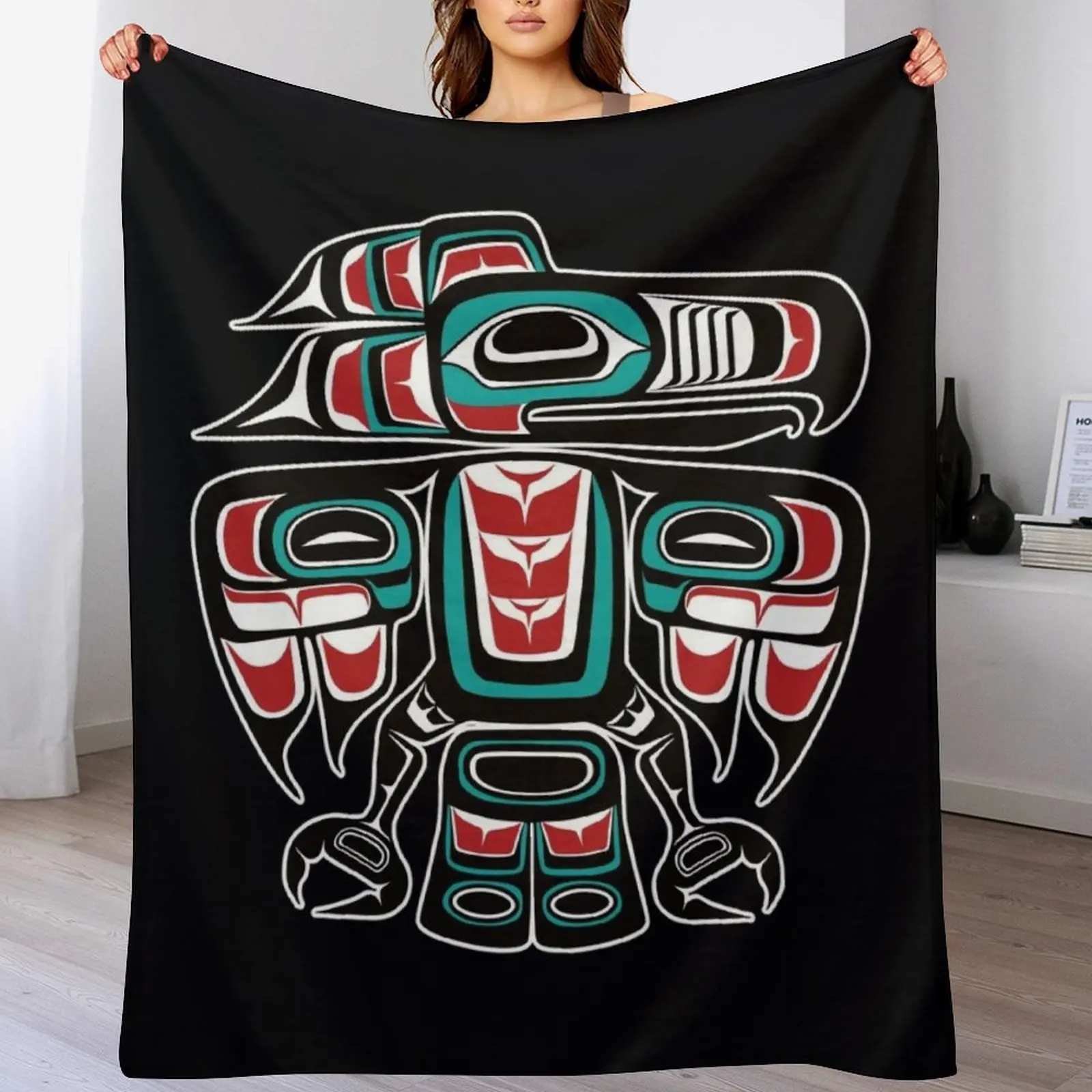 

Haida Tlingit Native Raven Totem \t Throw Blanket Plaid on the sofa Plush Thermals For Travel Blankets