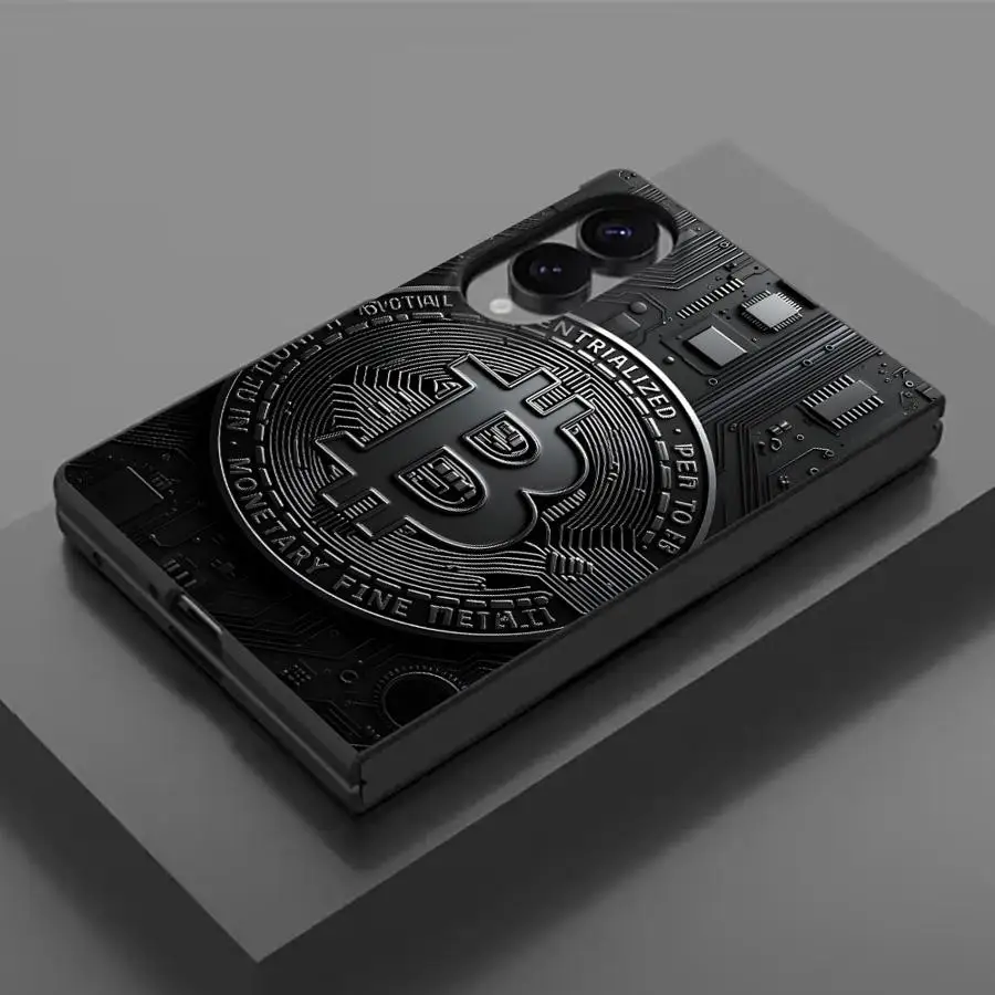 B-Bitcoin Coin Pattern Luxury Phone Cover Case for Samsung Galaxy ZFold Wide Z Fold8 Wide Z Fold 8 ZFold8