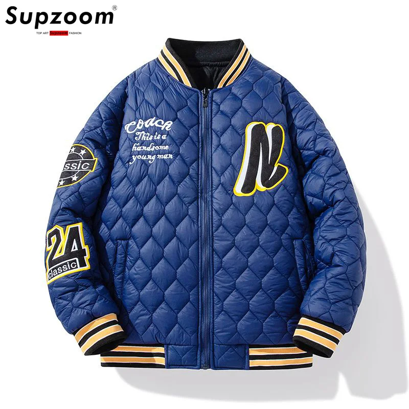 

Supzoom 2025 New Arrival Thick Casual Parka Regular Male Popular Clothes Embroidery Coat Short Winter Warm Baseball Jacket Men