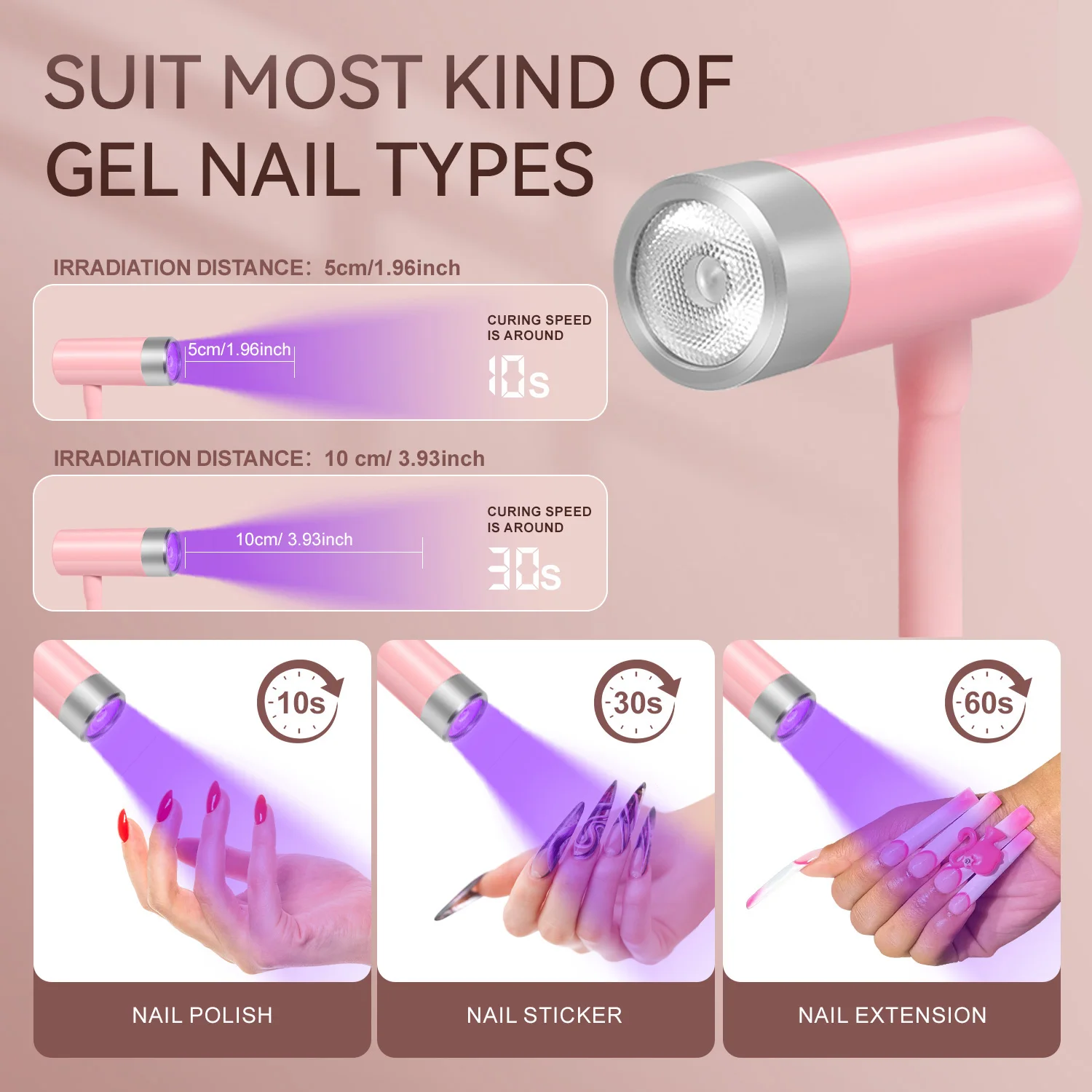 الأشعة فوق البنفسجية LED مسمار مصباح قابلة للشحن معقوفة الأشعة فوق البنفسجية ضوء للأظافر المحمولة 12 واط LED مسمار ضوء مسمار مجفف مع 4 الموقتات ومستشعر تلقائي