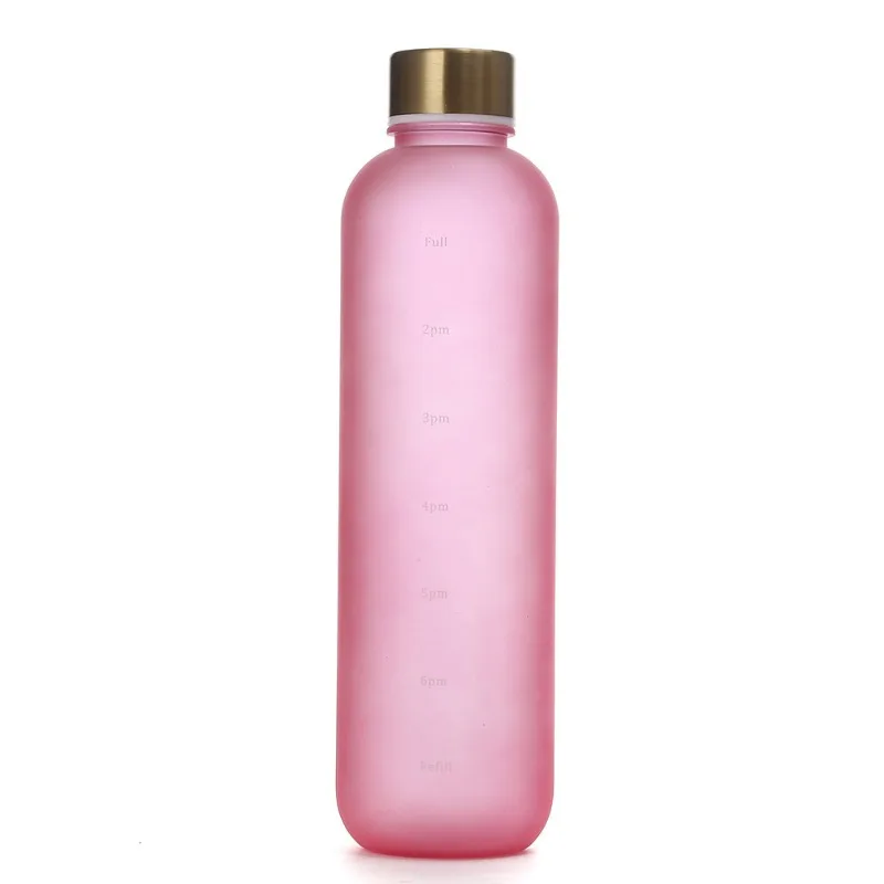 1L Large Capacity Non-breakable Plastic Sports Cups Space High Temperature Resistant Gradient Bicycle Water Bottle with Scale