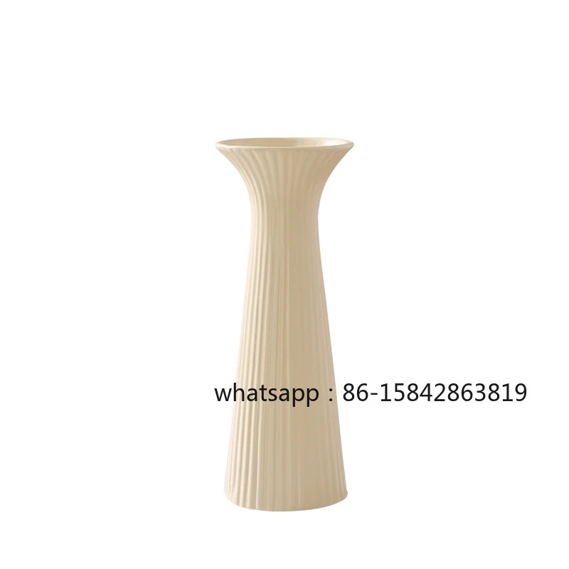 

Small Striped Ceramic Vase Open Single Flower Water Raised Flowers Rose Living Room Soft Decoration High Sense