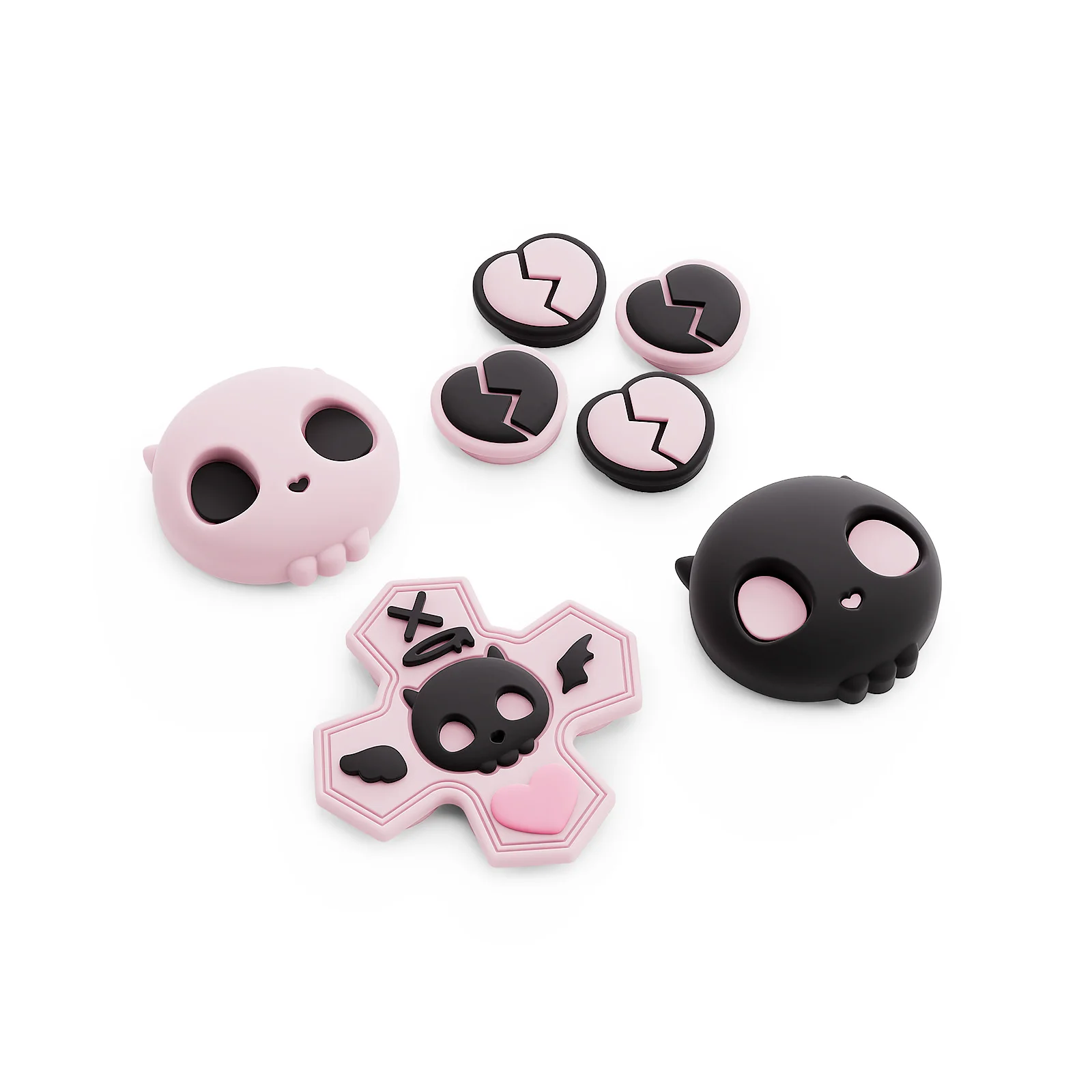 GeekShare Skull D-Pad Button Caps Thumb Grips Set Compatible with Switch 2, ABXY Key Buttons Sticker Joystick Cover Caps