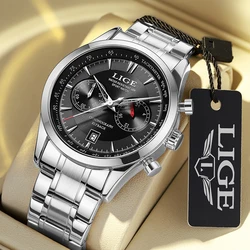 Man Watch LIGE Top Brand Luxury Casual Quartz Watches for Men Stainless Steel Business Fashion Waterproof Auto Date Reloj Hombre