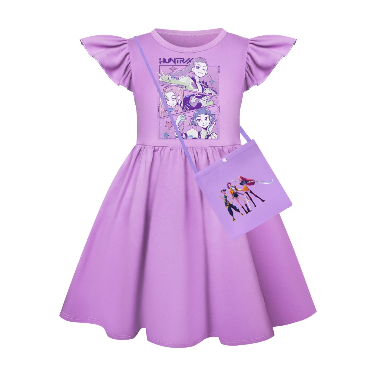 KPop Охотники на демонов, одежда с героями мультфильмов, платья с летающими рукавами для маленьких девочек и маленькой сумкой, детские платья принцессы для свадебной вечеринки, лучший подарок KPop Охотники на демонов, одежда с героями мультфильмов, платья с летающими рукавами для маленьких девочек и маленькой сумкой, детские платья принцессы для свадебной вечеринки, лучший подарок