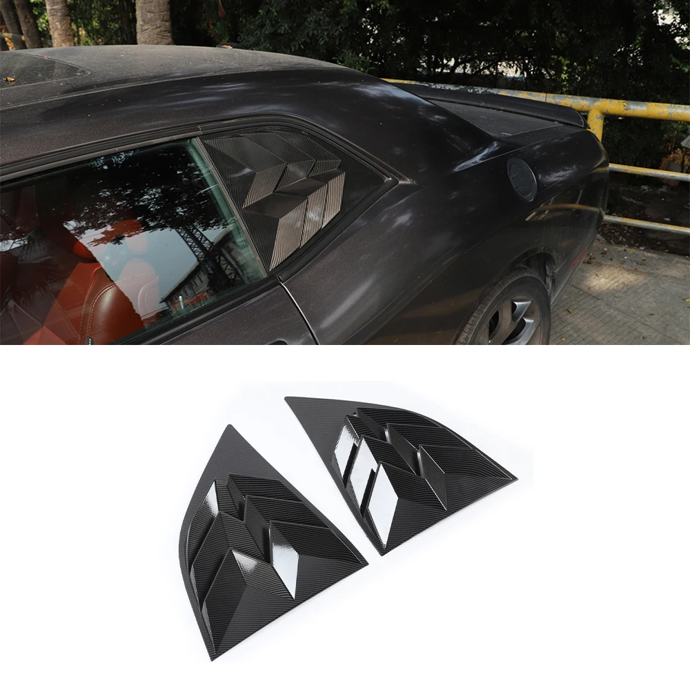 Rear Window Blinds Louver Decoration Cover Sticker Black/Carbon Fiber Look Car Accessories for Dodge Challenger 2010-2024