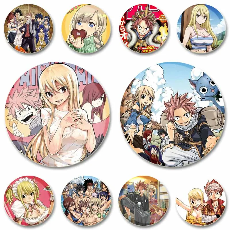 

Anime Fairy Tail Coin Brooch Cartoon Lapel Pins Custom Tinplate Round Badges Clothes Bag Accessories Jewelry Gifts for Friends