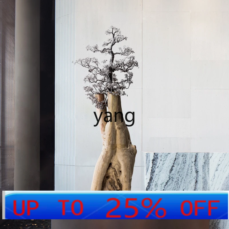 

LMM natural weathered wood decorative large ornament hotel lobby entrance dead wood art installation