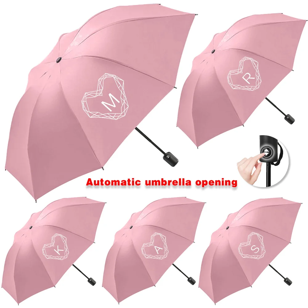 

UV Automatic Umbrella Sunshade Sunscreen Rain Umbrellas Cute Print Outdoor Picnics Hiking Tours Travel Essentials Love Letter