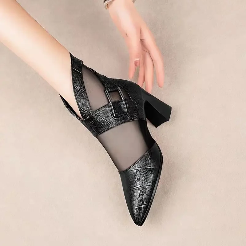 Pointed Toe Breathable Booties Black Ankle Boots for Women Winter 2025 High Quality Boot On Promotion Trend Pu Woman Short Shoes