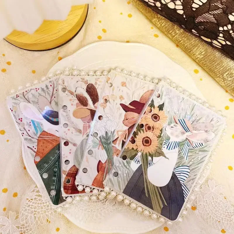 A5/A6/A7 Miss Rabbit Loose Leaf Notebook Pearl Sides Dividers Cute Index Seperator Diary Planner Stationary