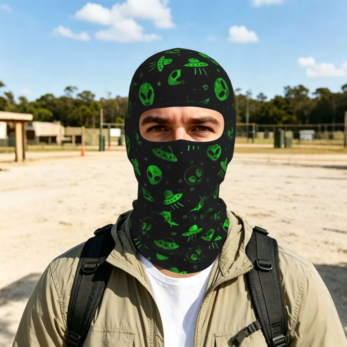 Aliens And UFOs Breathable Thin Balaclava Full Face Mask Sun Protection Neck Gaiter For Motorcycle Cycling Fishing Outdoor