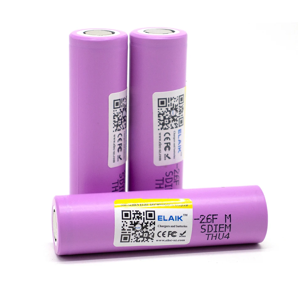 Batteries articulation ion rechargeables d'origine avec chargeur de procureur, INR18650, 26F, 3.7 mAh, 2600 V, 18650 mAh, 2600