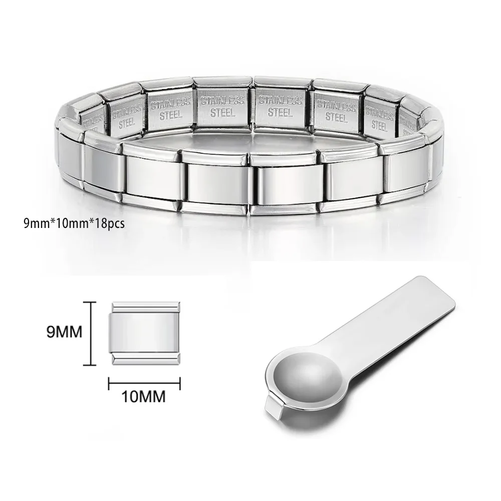 9mm Width Silver Gold Color Italian Charm Link for Women Men Chain Stainless Steel Bracelet on Hand DIY Making Jewelry Wholesale - Image 2