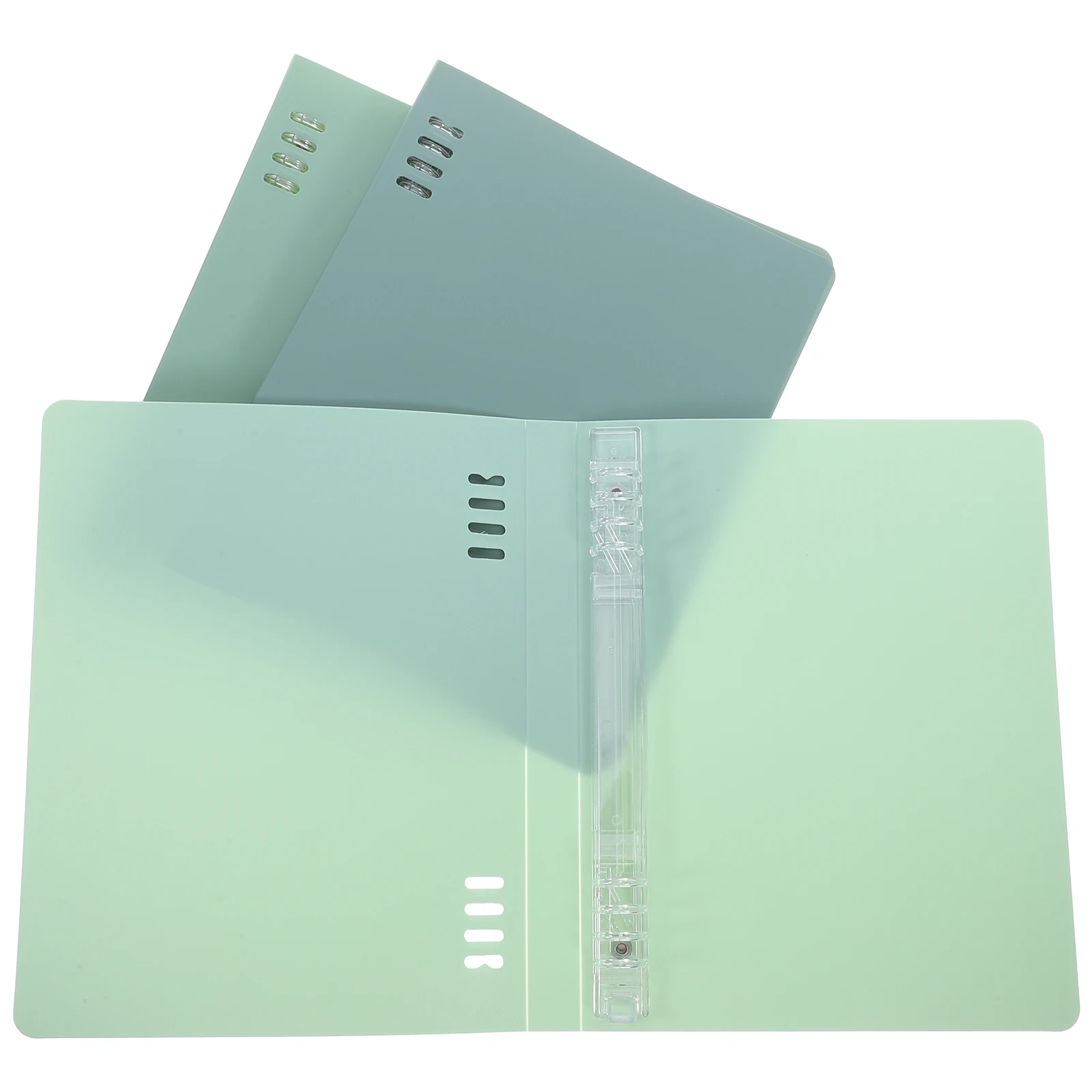 3 Pcs A5 Gradient Loose-leaf Notebook Cover Green Colors PP Material Hard Shell Binder School Use Document Protection
