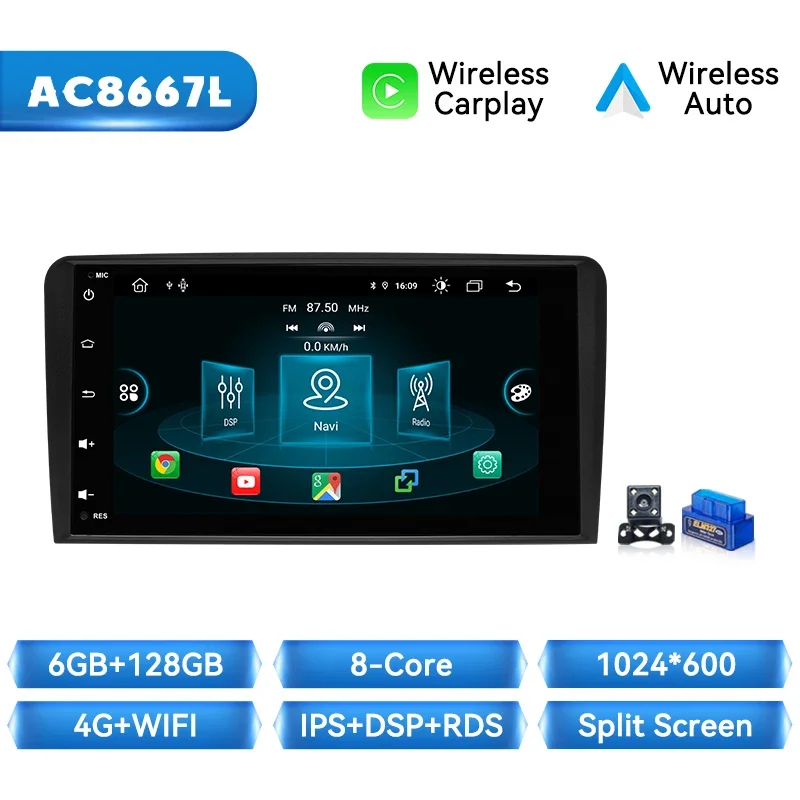 Xonrich Draadloze Carplay Auto Radio Autoradio Android 14 Voor Audi A3 8P 2003 - 2013 Ips Scherm Android Auto Stereo Met Bose Gps