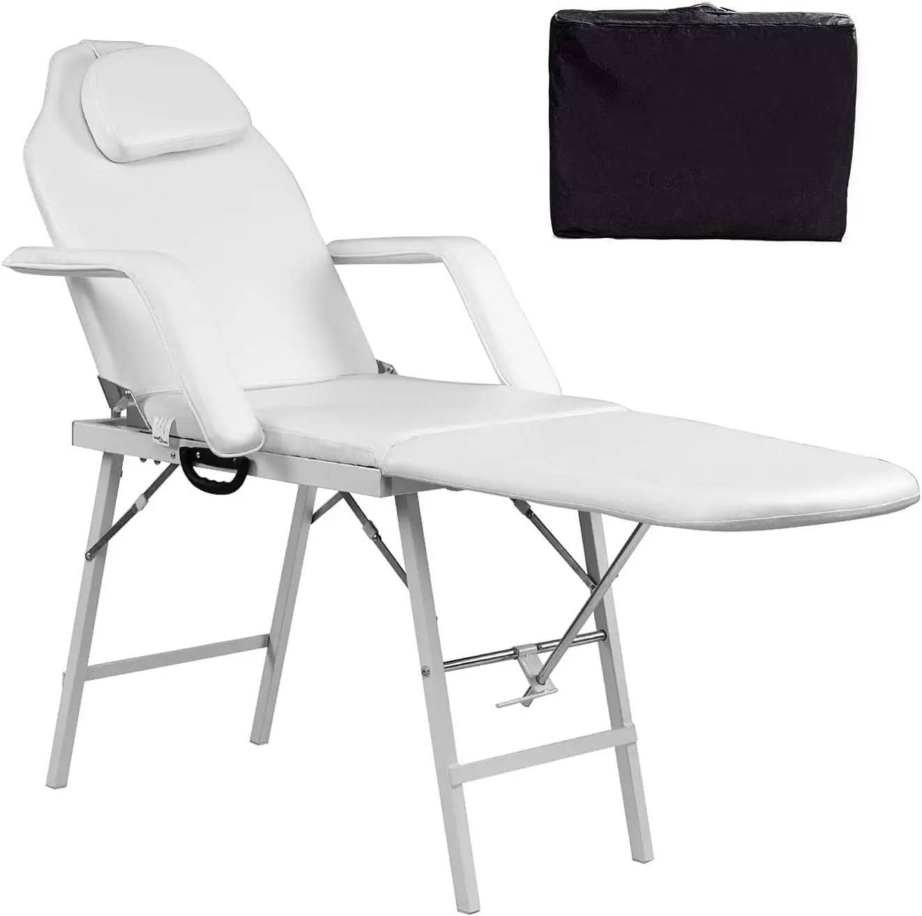 Mesa de massagem portátil dobrável, cama branca massagem, cadeira spa profissional, estojo, salão facial, cama de tatuagem, 73"