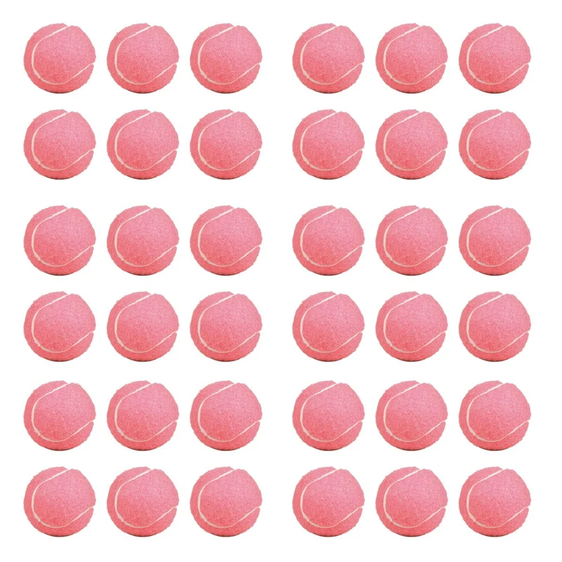 

24Pcs Pack Pink Tennis Balls Wear-Resistant Elastic Training Balls 66Mm Ladies Beginners Practice Tennis Ball For Club