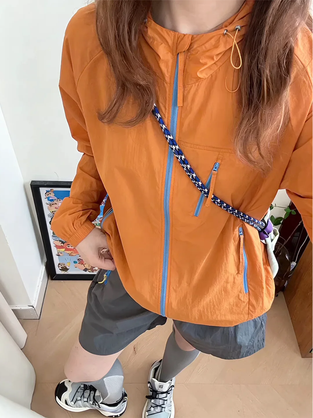 

Легкая ветровка Dopne Orange с капюшоном для мужчин, быстросохнущая, для летнего велоспорта, уличная спортивная куртка с защитой от УФ-излучения