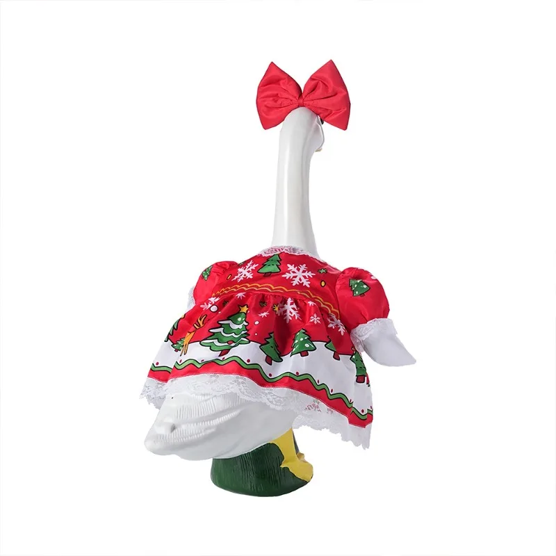 New Christmas Porch Goose Clothes 23 Inches Big White Goose Statue Clothes Garden Holiday Decoration Props Party Supplies Set