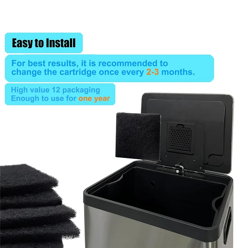 B97A-12 Pack Replacement Odor Absorbing Filter For SIMPLI-MAGIC Activated Charcoal Deodorizer For Trash Cans, Compost Buckets