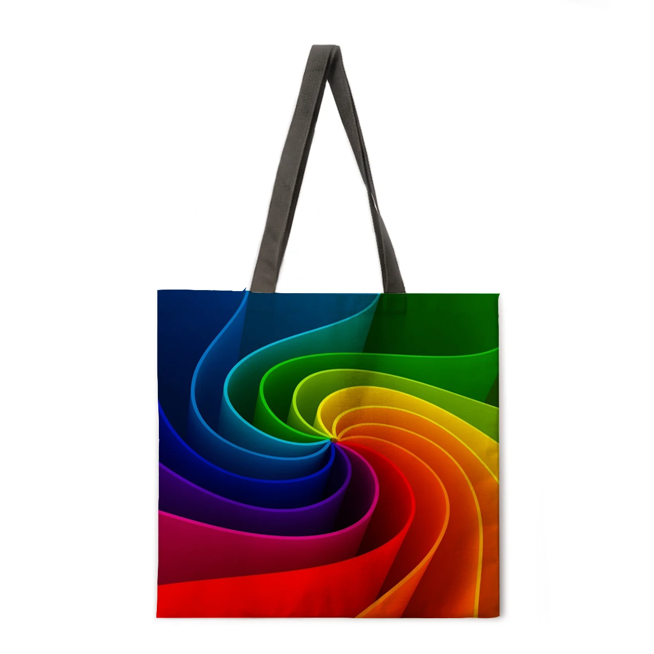 

Rainbow pattern linen tote bag light shoulder bag large capacity eco-friendly shopping bag tote bag
