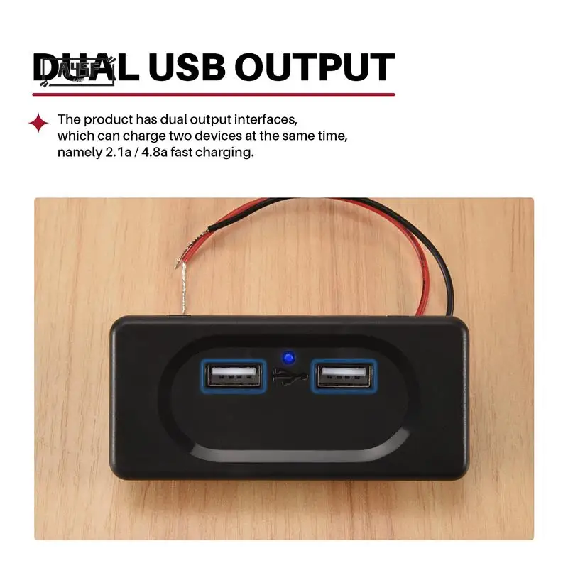 A45F-Vehicle DC5V/3.1A Dual USB Ports Charger Socket Modification Accessories For Car Camping Boat Motorhome Caravan
