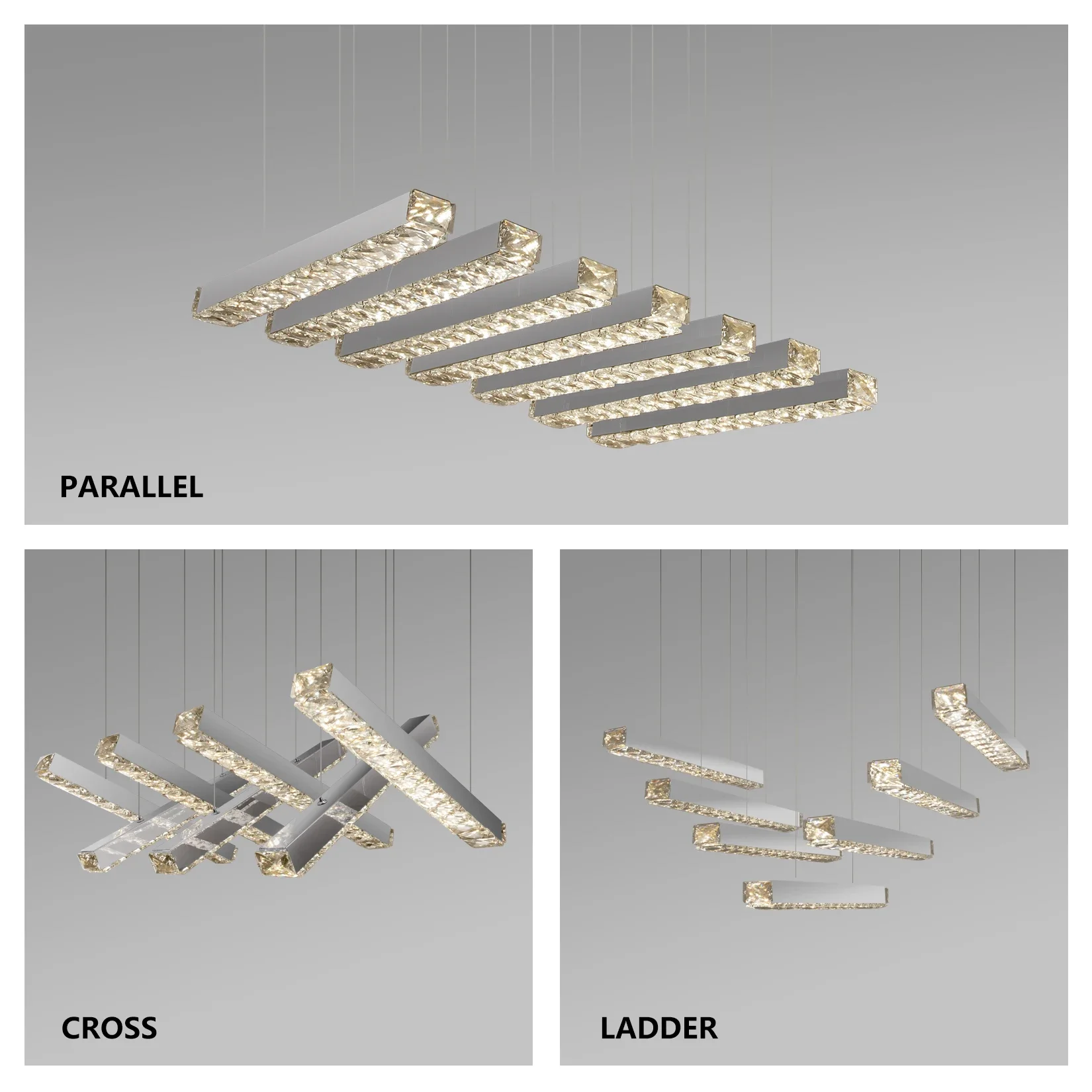 Candelabro de cristal LED para sala de estar Lâmpada pingente de teto Cromo Pendurado Luz, Estilo moderno, Sala de jantar, Cozinha, Quarto, 2023