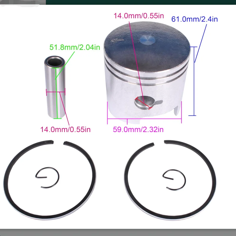 Boat Motor 12110-93130 Piston Std and 12140-93140 Ring (2mm) For Suzuki Outboard Mortor DT9.9 DT15 59mm STD