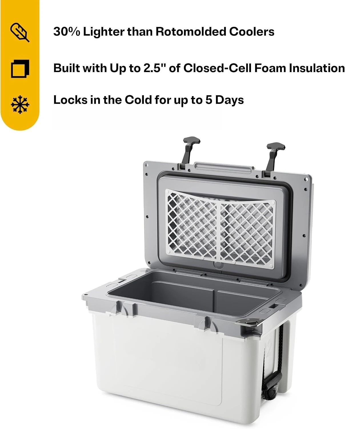 32 Quart Ultra‑Light Hard‑Shell Insulated Ice Chest Cooler, Portable Beverage Cooler Box for Camping, Fishing, Beach and Outdoor Trips