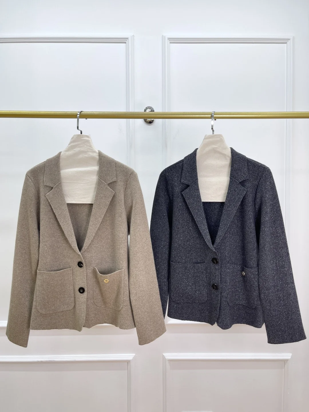 

Pure Cashmere Women Elegant Knitted Blazer Single Breasted Notched Collar Long Sleeve Fashion Ladies Suit Jacket