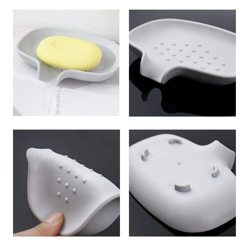 New Soap Box Multifunctional Silicone Soap Dishes Soap Sponge Drain Storage Plate Tray Non-slip Kitchen Bathroom Soap Holder