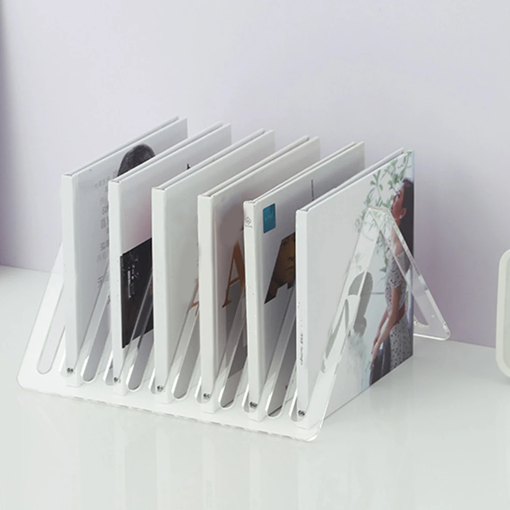 

12 Slots Acrylic CD Storage Display Rack for Home Office Vinyl Record Holder Magazine Album Clear Desktop File ganizer