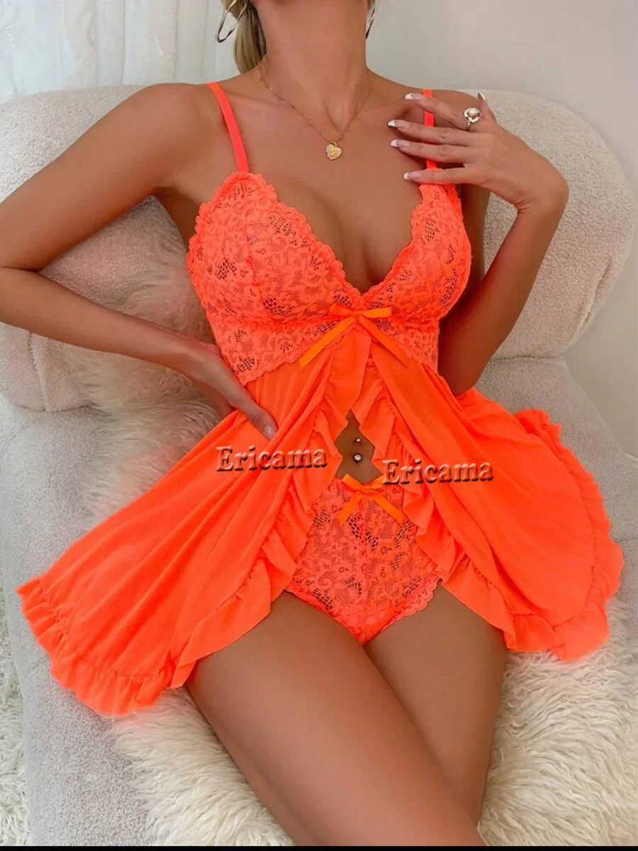 

Sexy Solid Slip Nightdress Contrast Lace Round Neck Backless Sleep Mini Dress Women's Sleepwear & Dresses