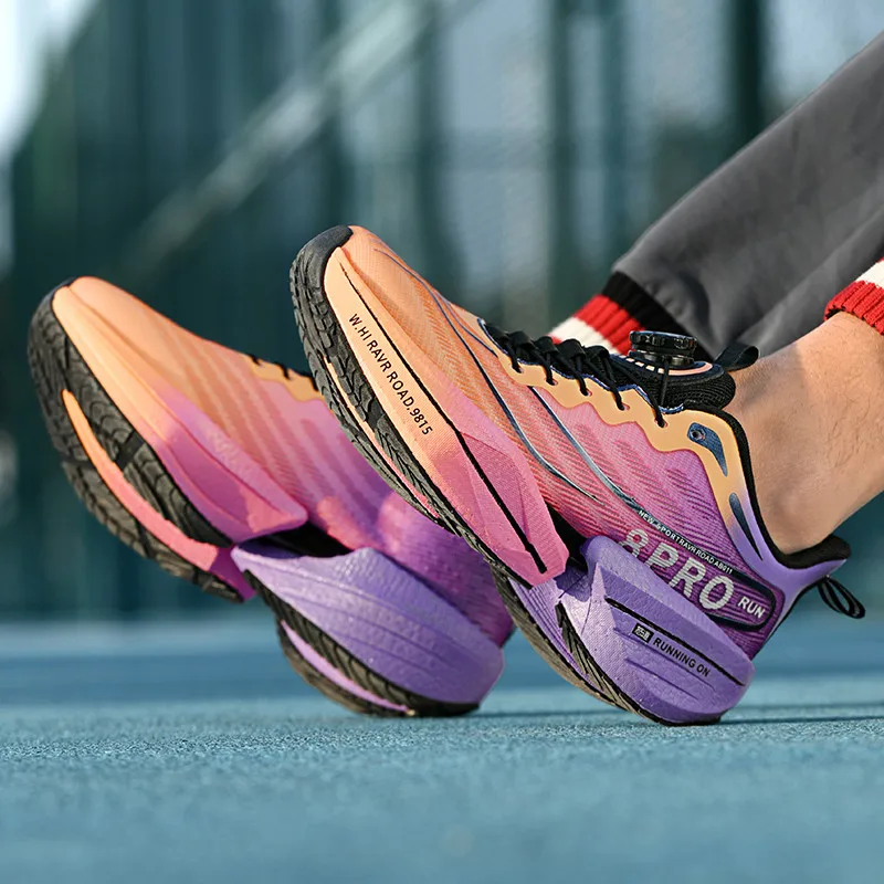 2025 New Knob Carbon Plate Running Shoes Men Lightweight Breathable Mesh Cushion Marathon Training Competition Athletic Sneakers