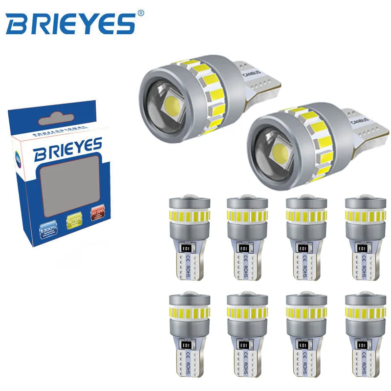 

10pcs Car T10 194 W5W 2825 Interior LED Bulb 12V White Light Dome Reading Trunk Parking License Plate Light Canbus Error Free