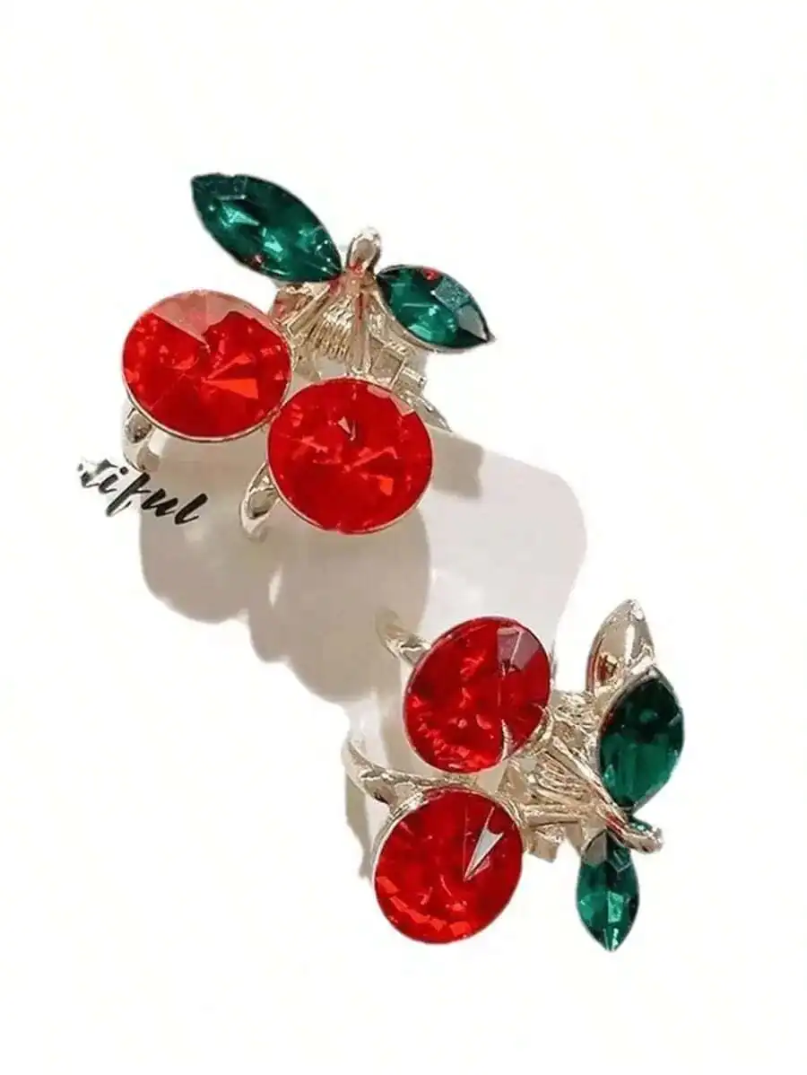 

Мини-заколка для волос с дизайном в виде вишни, маленькая заколка-краб, изящный аксессуар для волос, заколка для челки, подарок на вечеринку, ко Дню святого Валентина