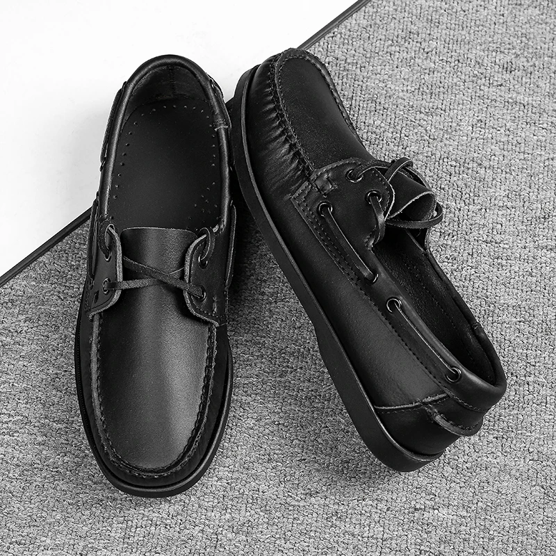 Male Shoes Leather Handmade Loafers Men Shoes Dress Shoes New Arrival Sailing Shoes Lace-Up Casual Leather Shoes Men Club Shoes