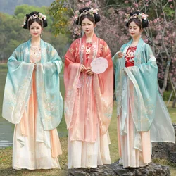 Customized Retro Chinese Style Hanfu Dress Women Cosplay China Traditional Skirt Floral Embroidery Girls Party Dresses Handmade