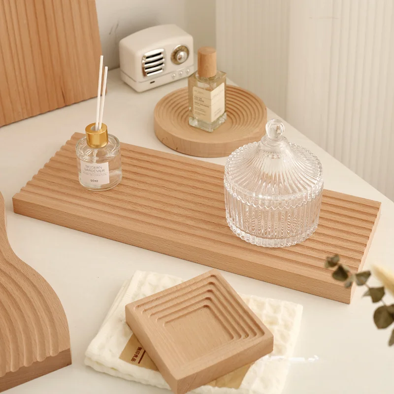 Ins Style Creative Irregular Wooden Tray Decorative Tray Japanese Desktop Aromatherapy Tray Storage Snack Tray