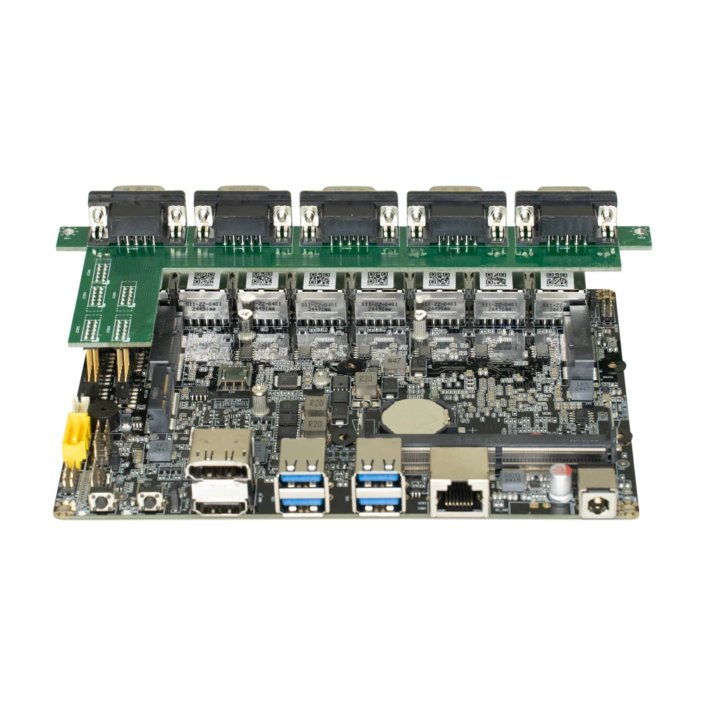 QOTOM MB4U860-0900 Q1077GEX i7-10710 اللوحة الأم للكمبيوتر الصغير تيار مستمر 12 فولت 8 × 2.5 جيجابت LAN 6 × منافذ تسلسلية WIN10/Linux