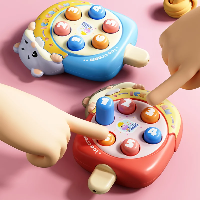 Mini macchine da gioco Whack-a-Mole per gelato con fischietto Coordinazione occhio-mano Giocattolo educativo per bambini Pizzico giocattolo di decompressione delle dita